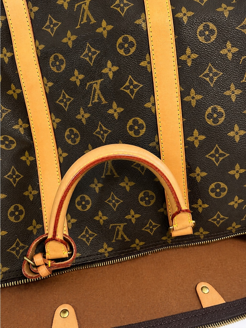 Louis Vuitton Monogram Canvas Duffel Bag with Tan Leather Trim - Picture 3 of 7